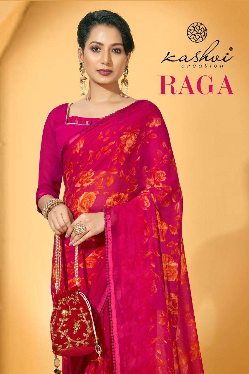 kashvi creation surat raga georgette printed floral sarees 