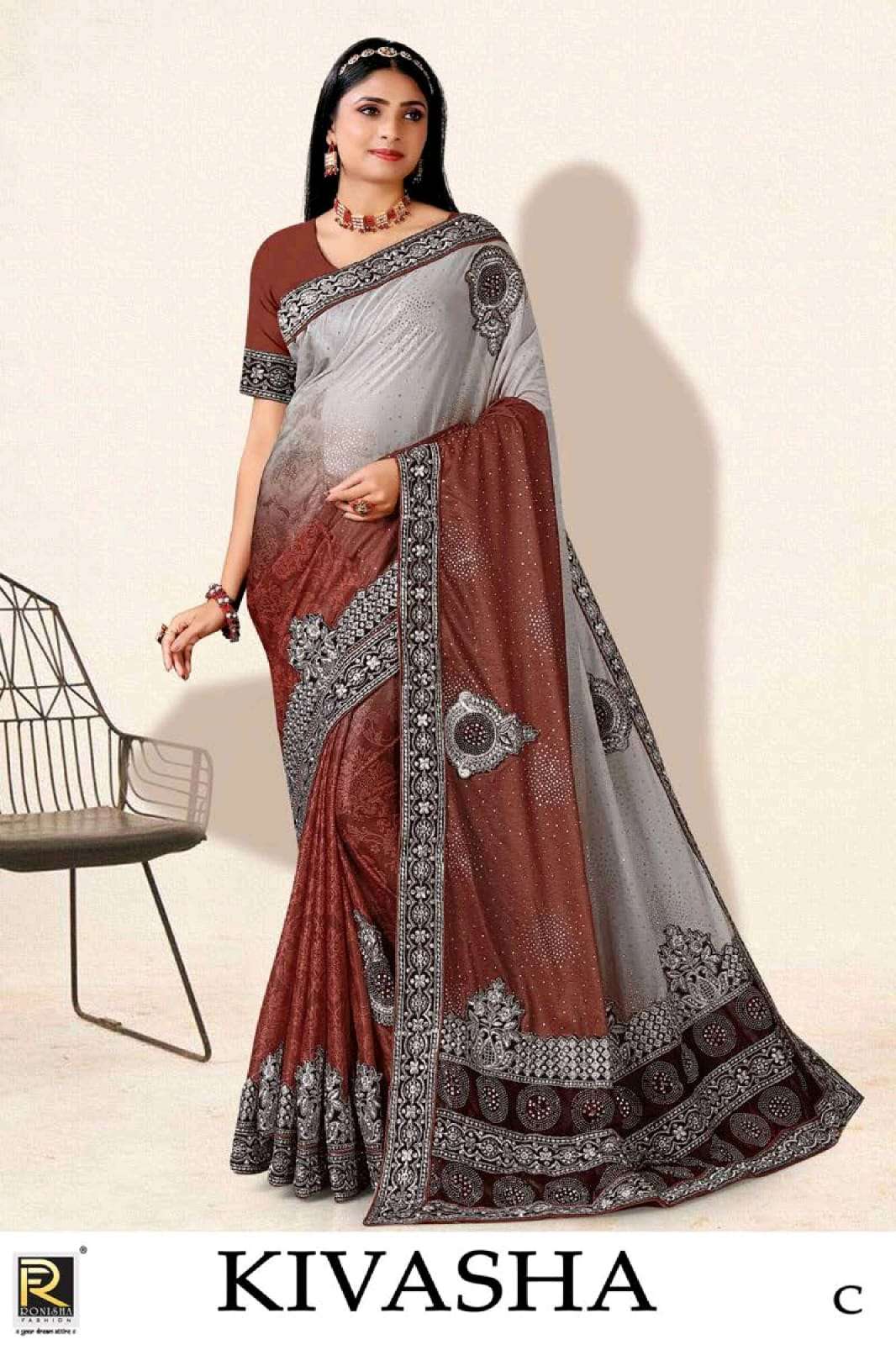 Kivasha by ranjna saree embroidery worked exclusive saree collection 