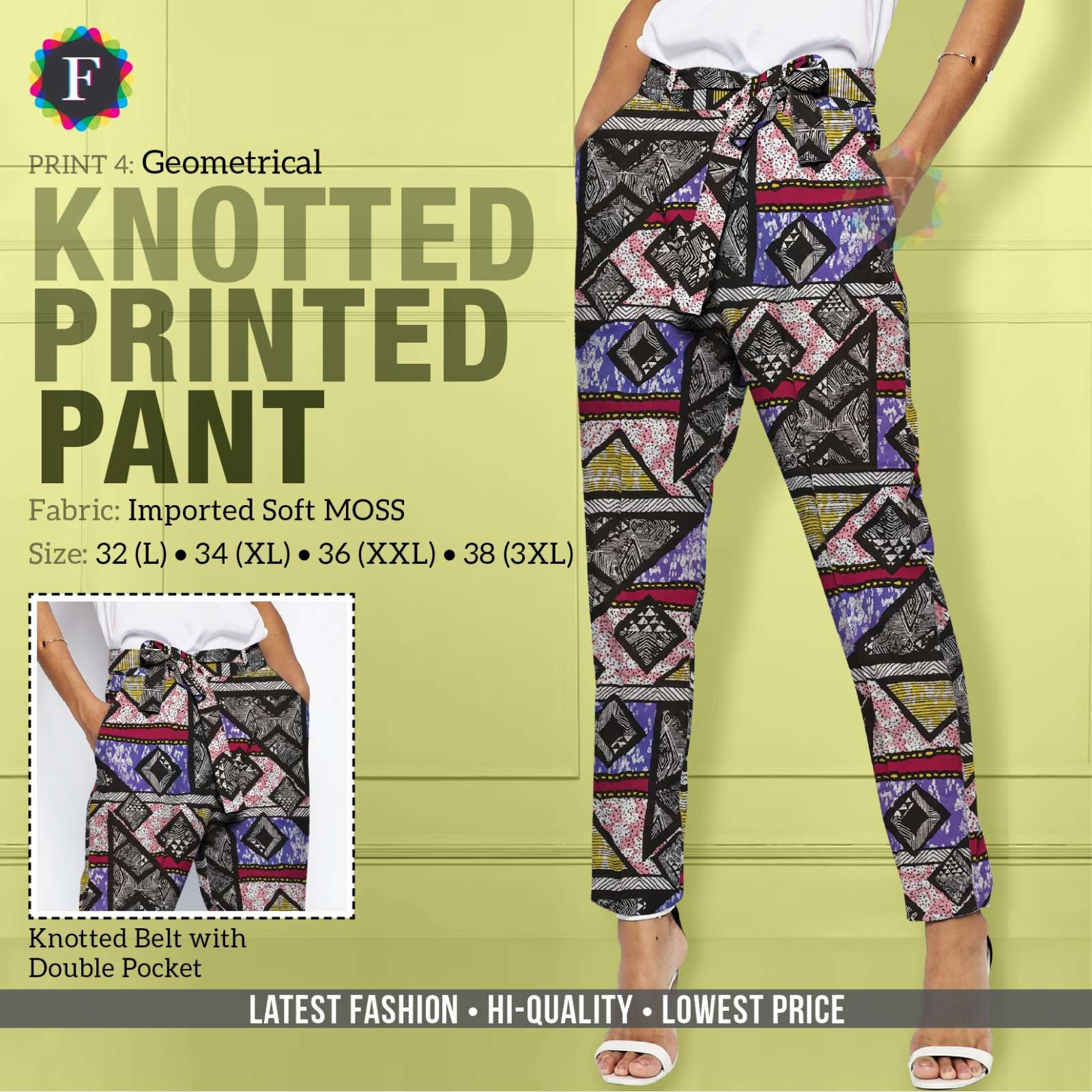 Knotted Printed Pant Western Wear Bottom Pants Collection