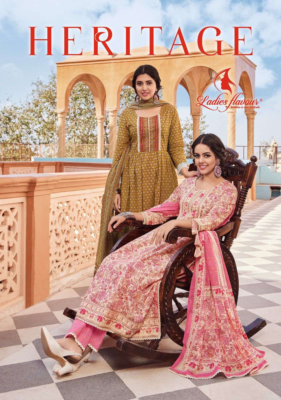ladies flavour pressent heritage readymade pure cotton designer salwar kameez