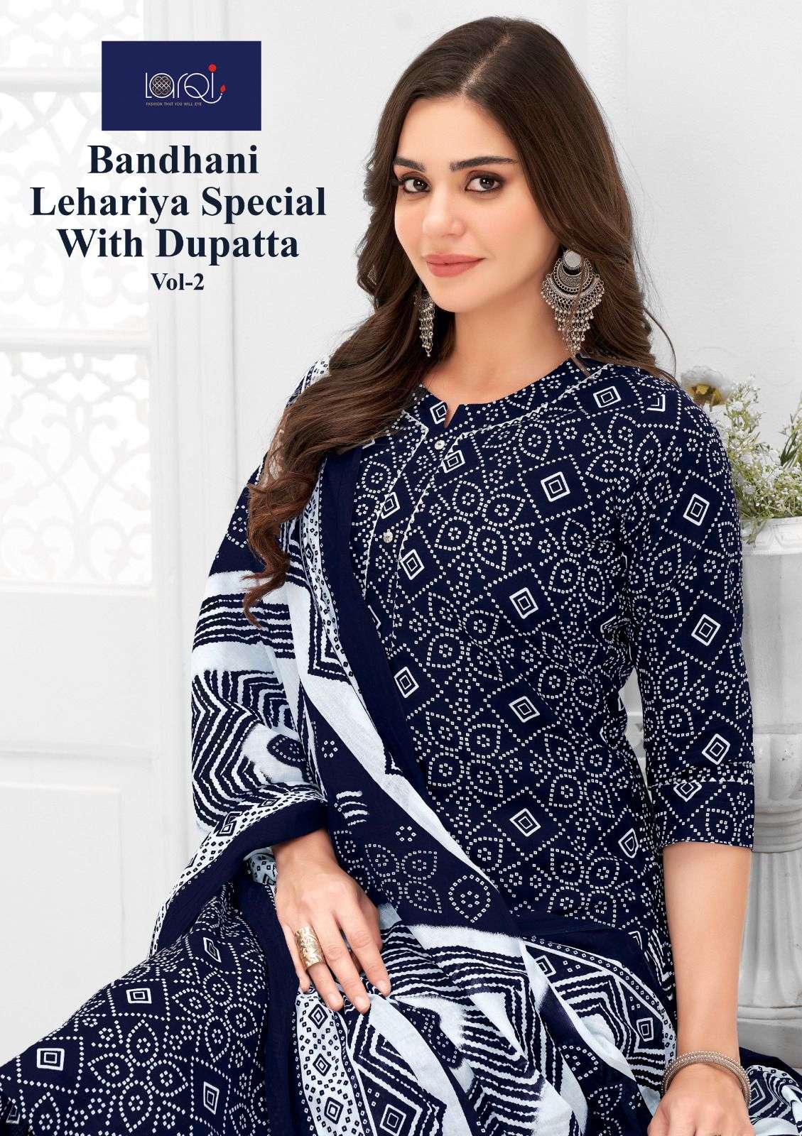 larqi bandhani lehariya special with dupatta vol 2 suryajyoti fully stitched salwar kameez