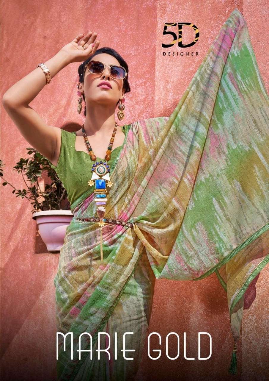 marie gold by 5d designer beautiful fancy saree supplier