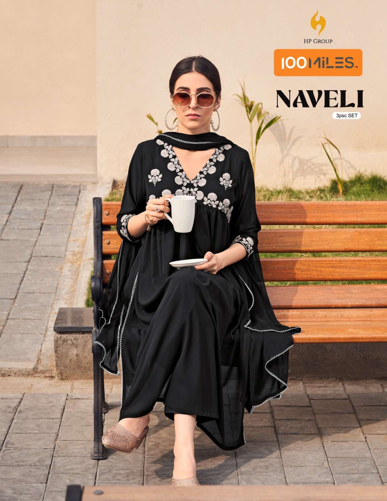 naveli by 100 miles readymade georgette alia cut kurti with pant and dupatta 