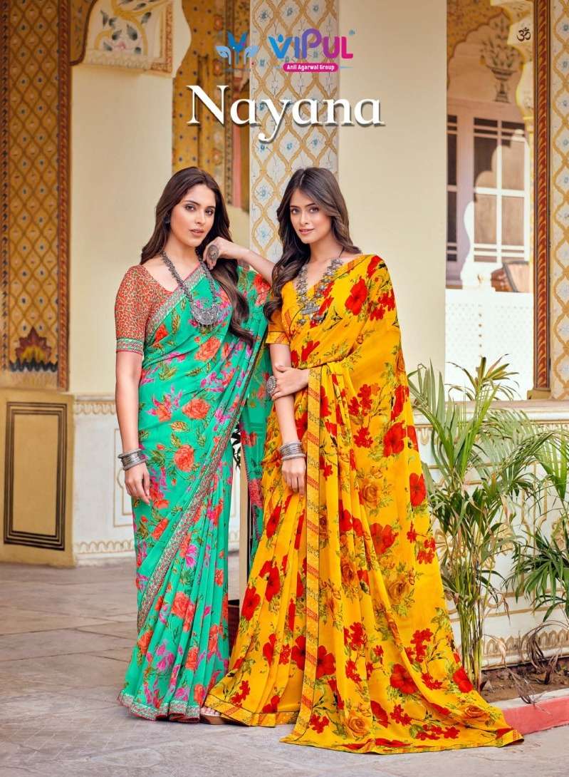 nayana by vipul amazing georgette floral printed saree