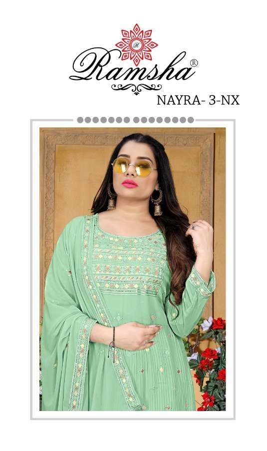 nayra vol 3 nx by ramsha unstitch georgette embroidery salwar kameez