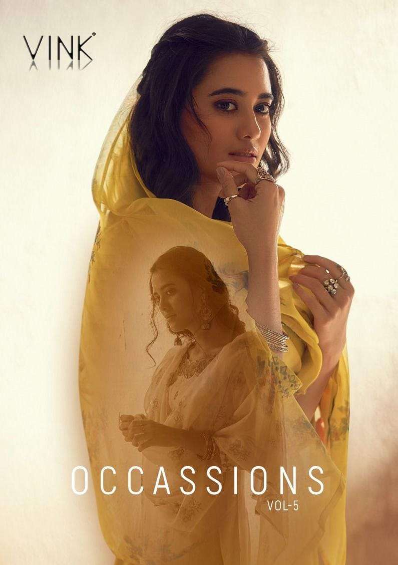 occassions vol 5 by vink readymade 3 piece set organza kurti and pant with dupatta
