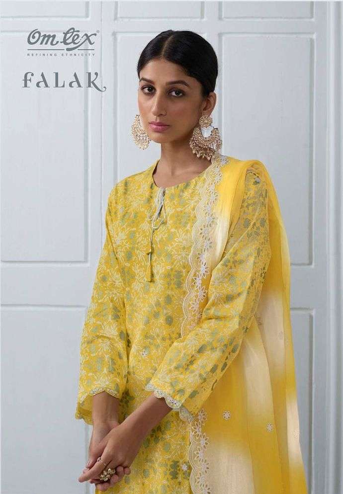 om tex presents falak digital print lucknowi embroidery in indian style salwar suit material