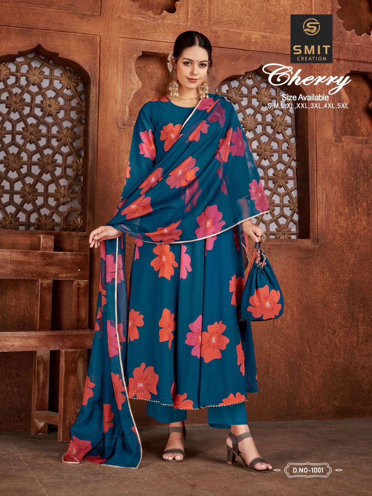 poonam cherry kurti with gown set new design 