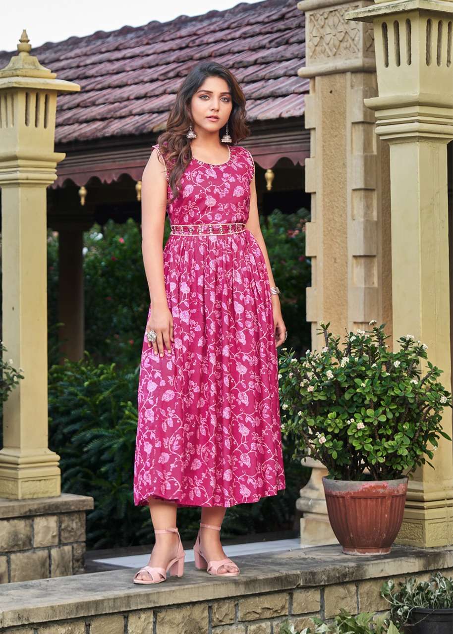 pr 1882 design muslin prints gown combo sets 