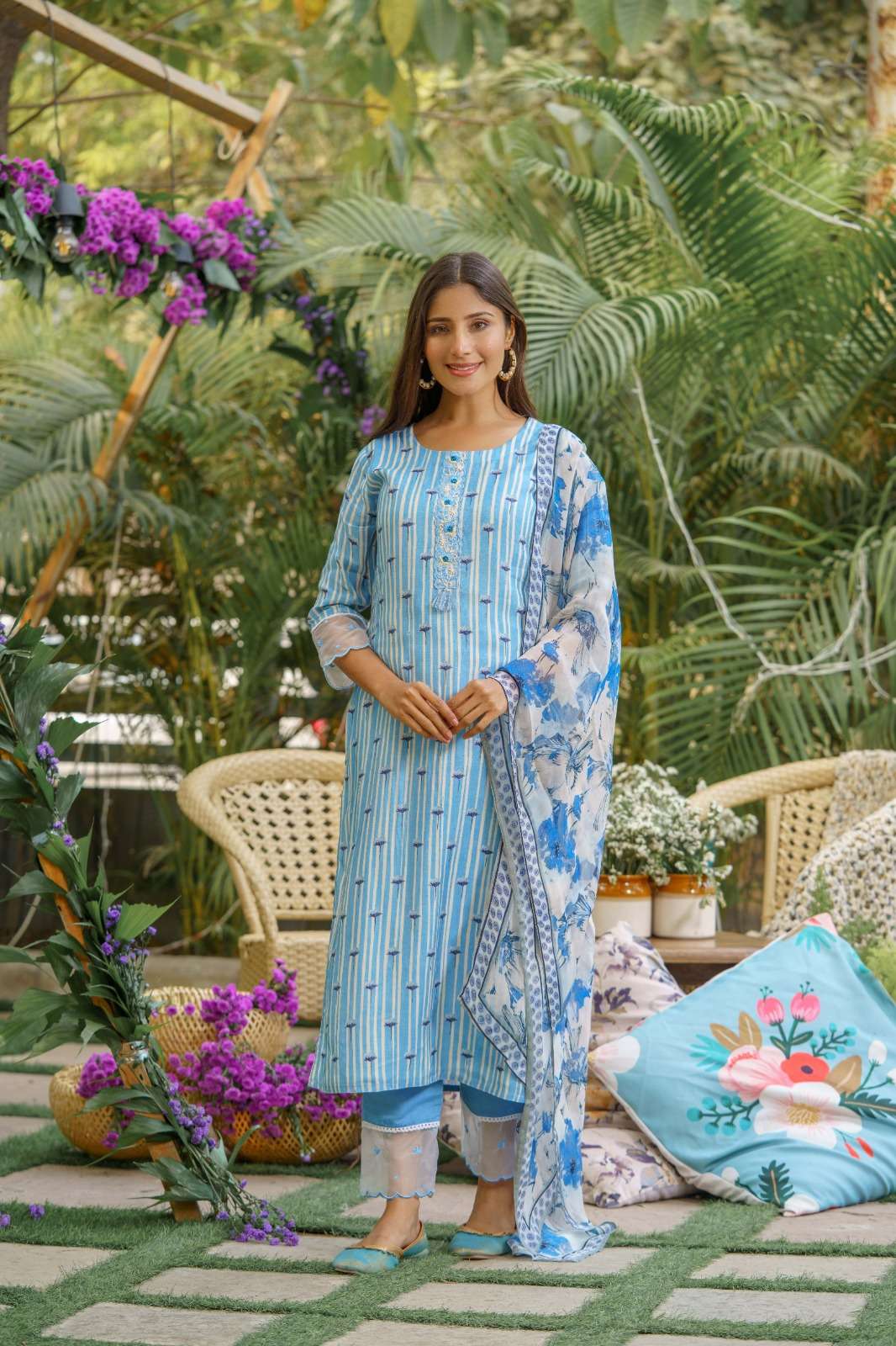 psyna 1946 design readymade top with bottom and dupatta set 