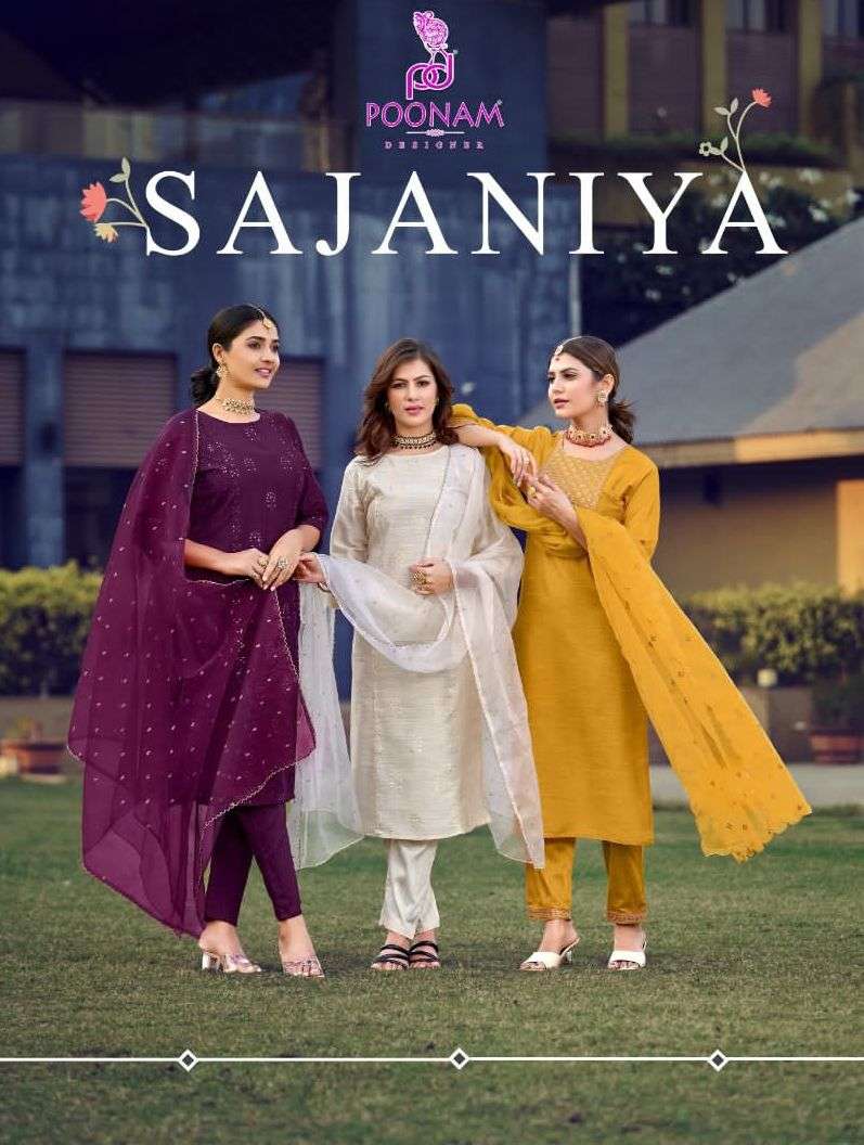sajaniya by poonam designer pure viscos silk readymade 3 pcs salwaar kameez