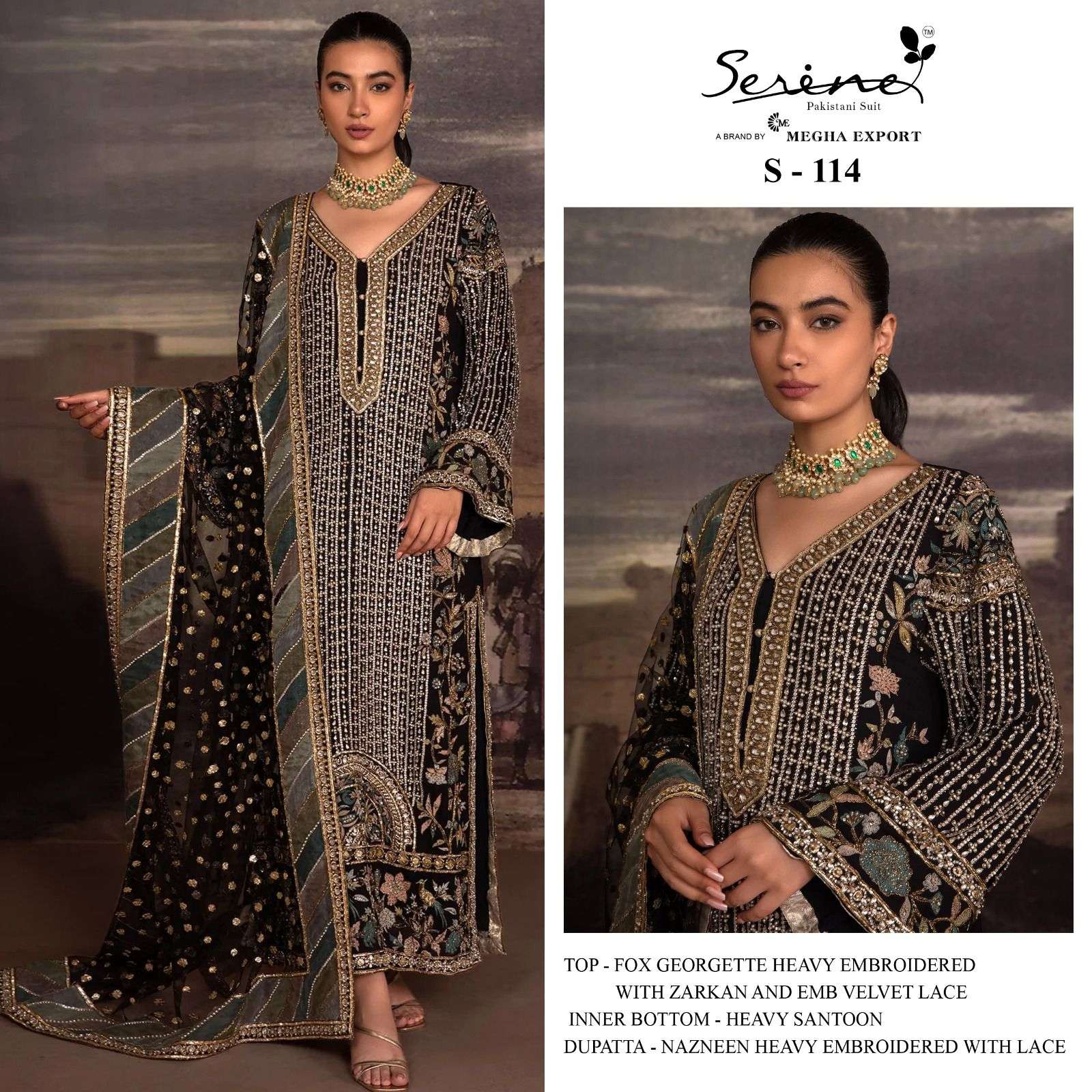 serine s 114 single design heavy embroidered pakistani dress 