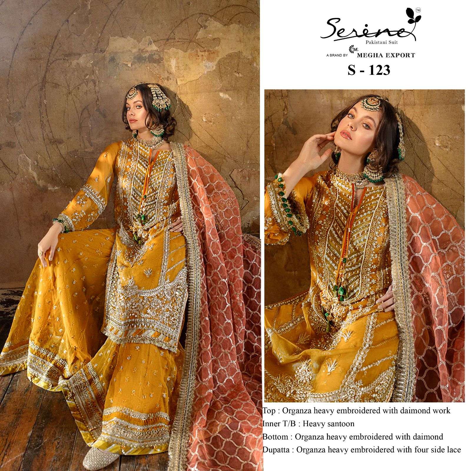 serine s 123 single pakistani design organza embroidered 