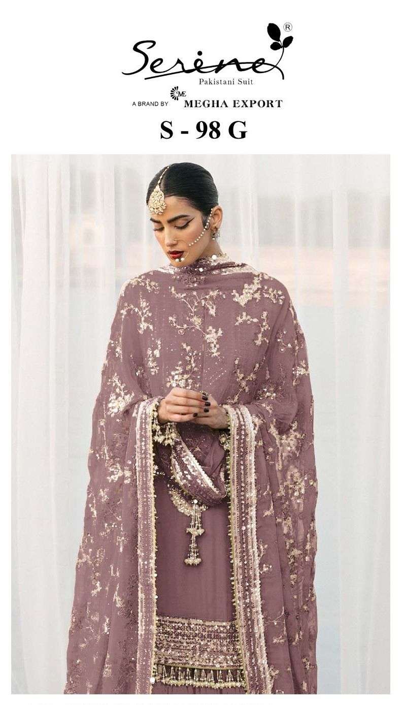 serine s 98 unstitched faux georgette embroidered handwork pakistani suit 