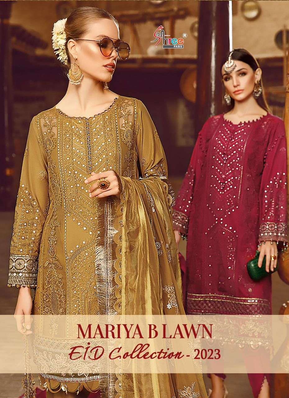 shree fab present mariya b lawn eid collection 2023 cotton pakistani suit material 