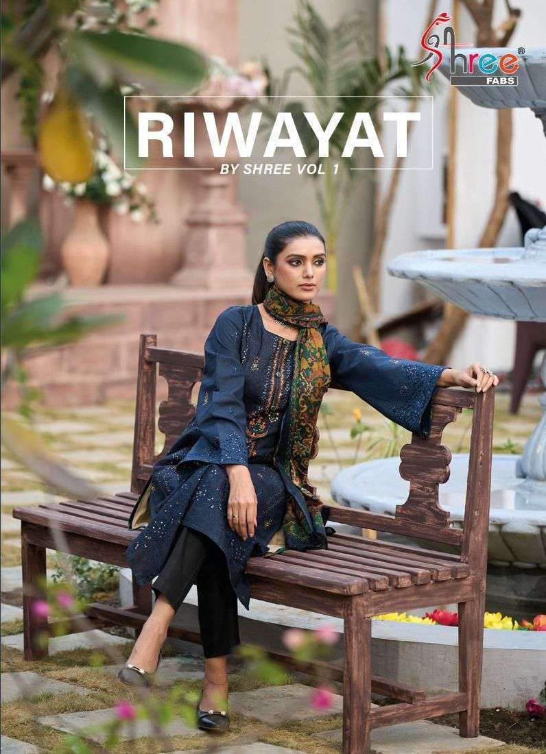 shree fabs riwayat vol 1 lawn cotton embroidery pakistani suits 