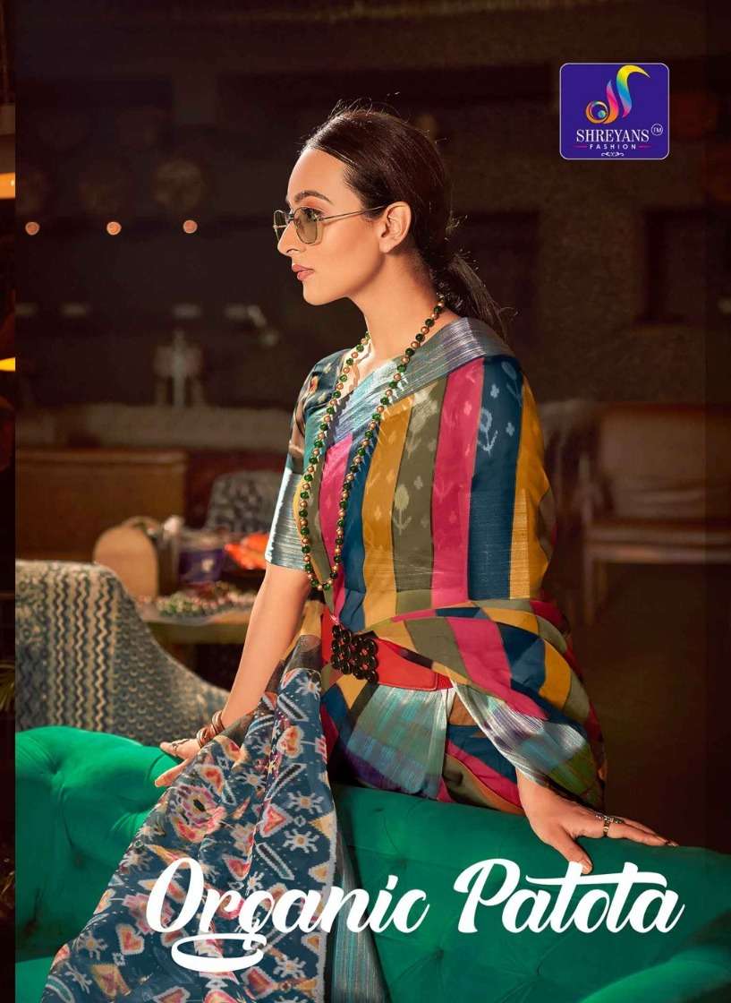 shreyans fashion organic patola cotton base latest saree collection