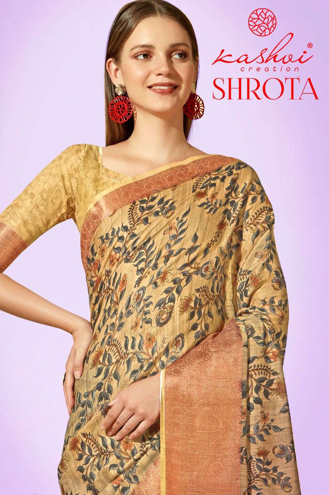 shrota kashvi creation linen silk digital print sarees collection