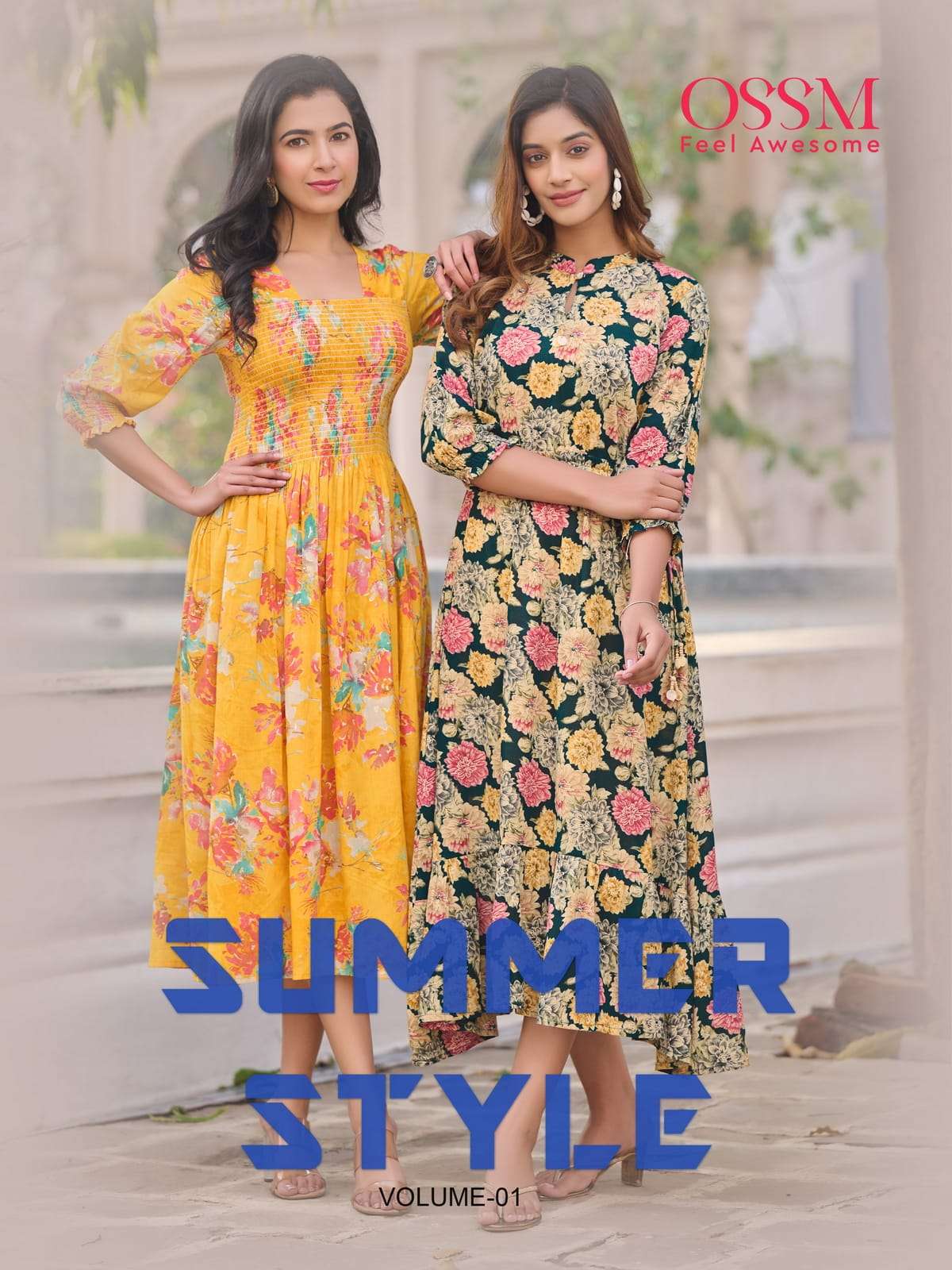 summer style by ossm cotton printed designer long gowns