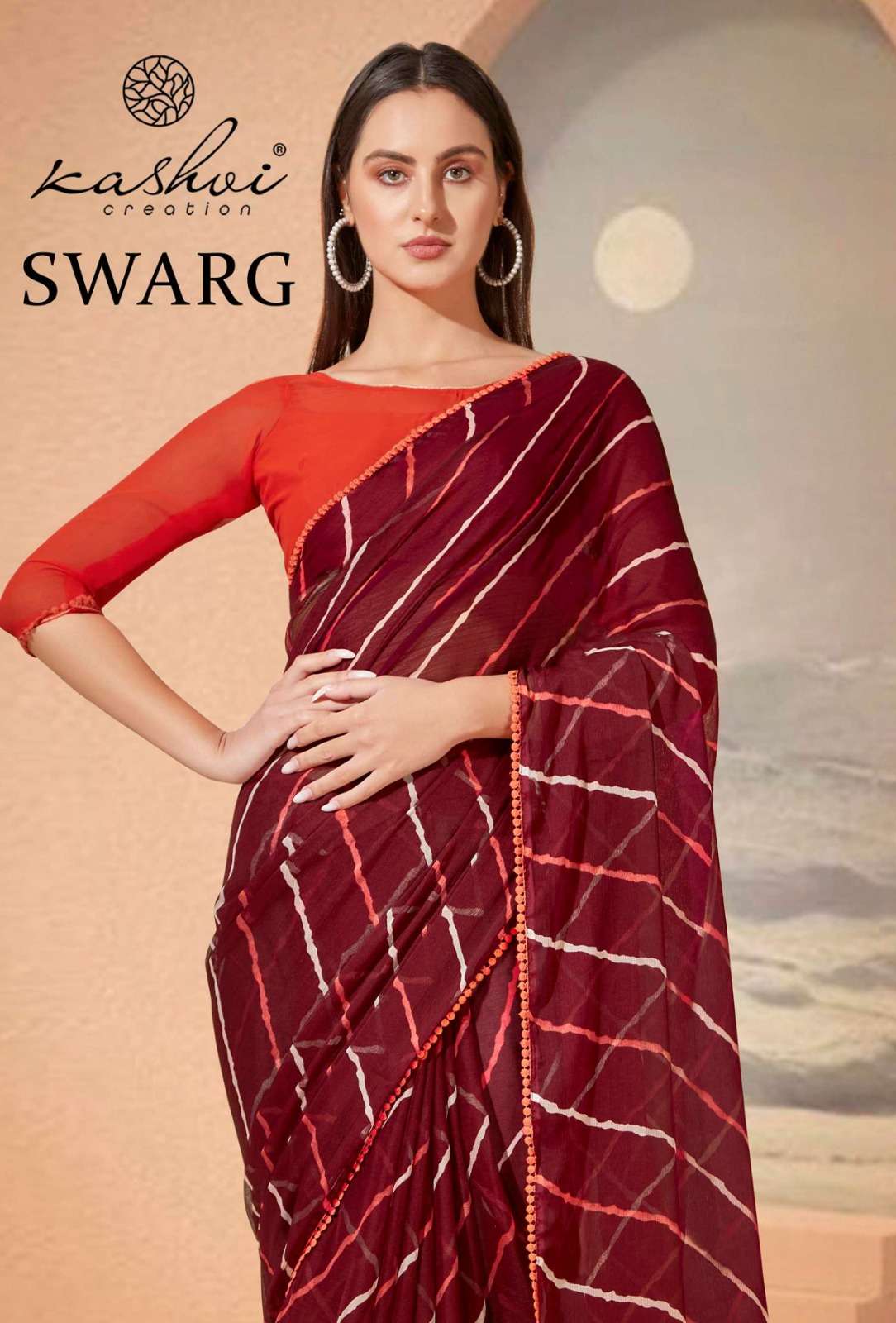 swarg by kashvi creation chiffon printed saree collection