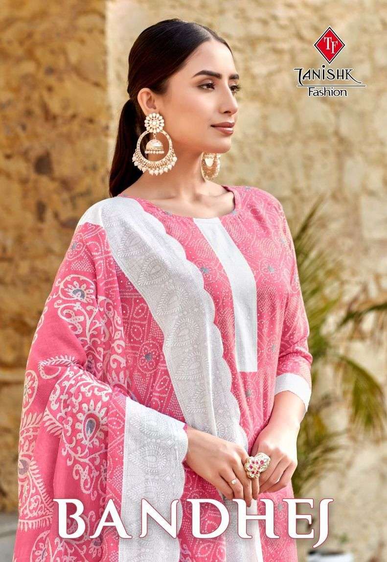 tanishk fashion bandhej cotton printed unstitched best bandhani suit