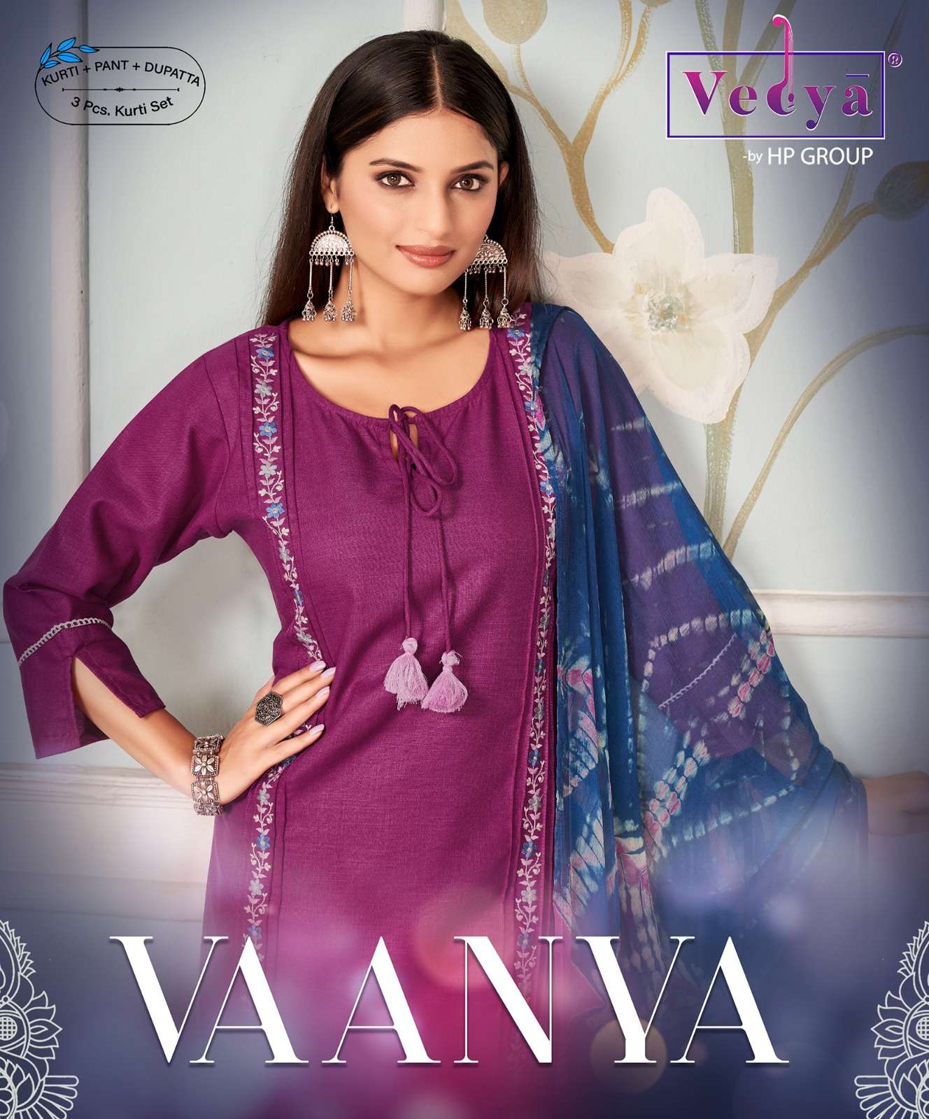 vaanya by vedya readymade fancy kurti with pant and dupatta