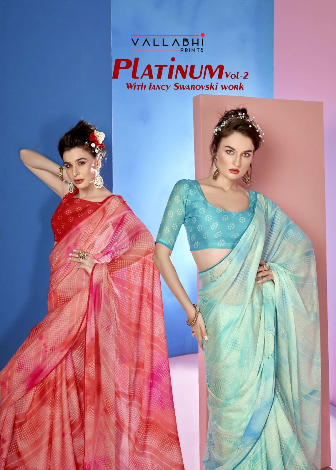 vallabhi prints platinum vol 2 chiffon prints with swarovski work fancy sarees
