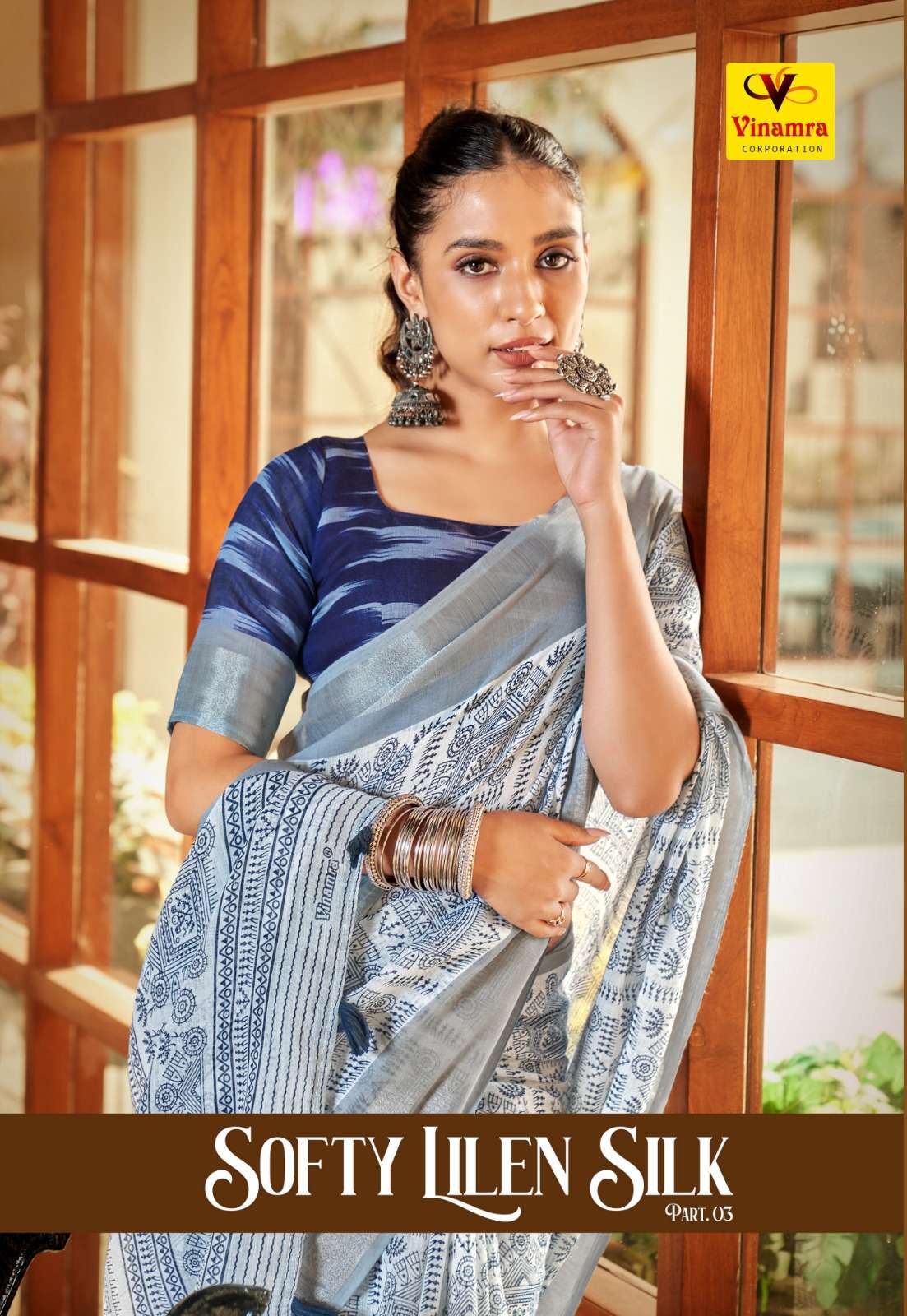 vinamra softy linen silk fancy sarees wholesale 