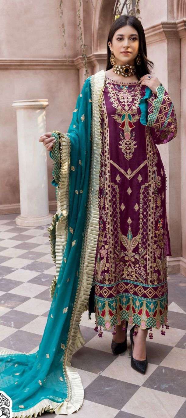 zaha 10019 a georgette embroidered single unstitched pakistani style suit 