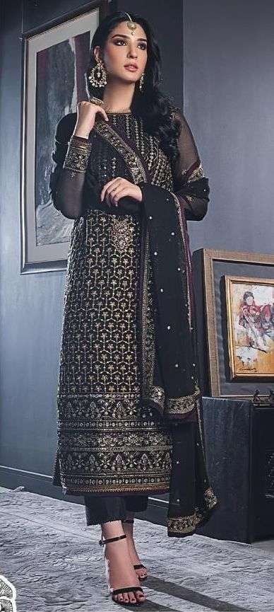 zaha 10102 unstitched georgette heavy embroidery single pakistani suit 