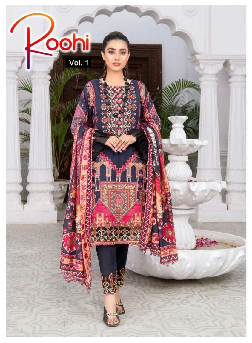 agha noor roohi vol 1 lawn cotton pakistani suit collection