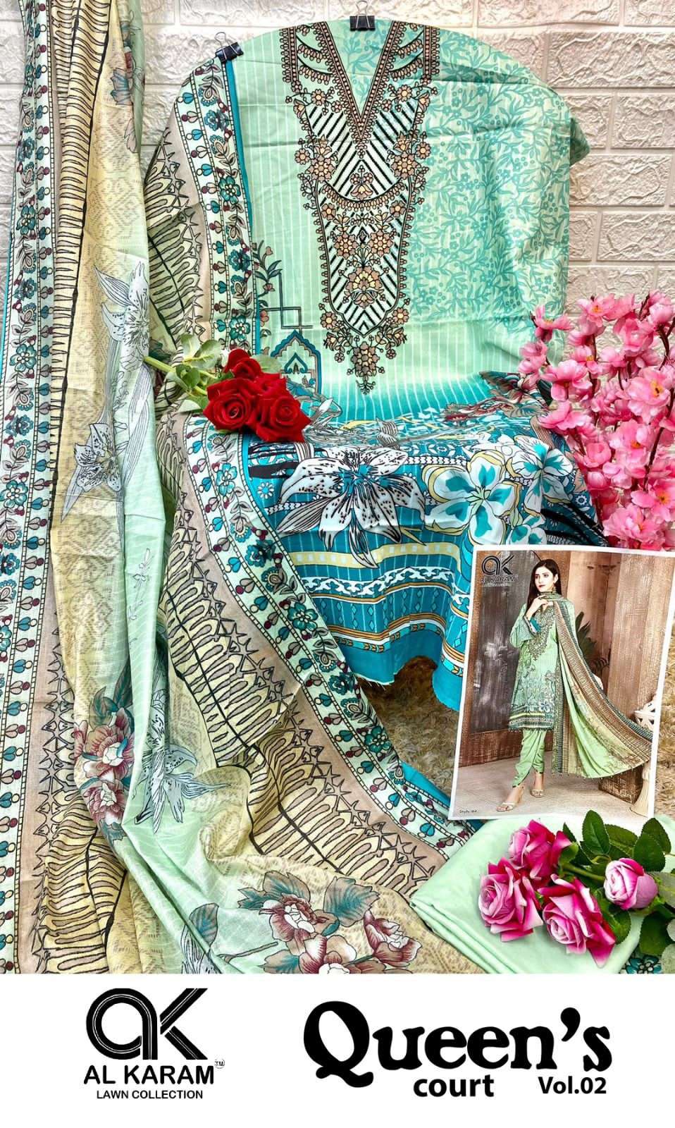al karam queens court vol 2 designer printed pakistani suit 