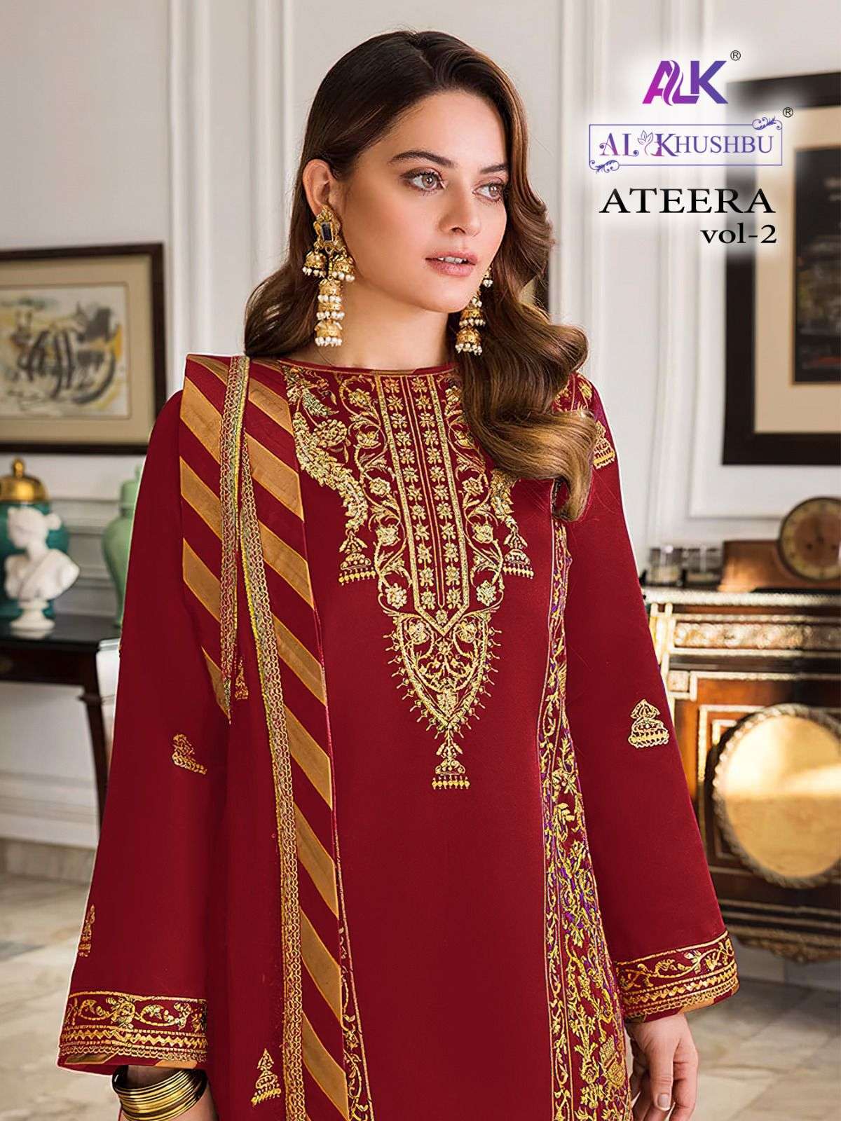 al khushbu ateera vol 2 designer unstitch pakistani suit with embroidery work