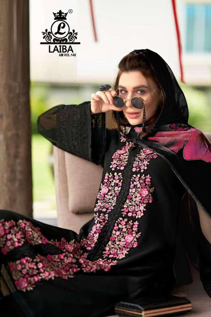 am vol 146 by laiba designer georgette latest pakistani readymade suits