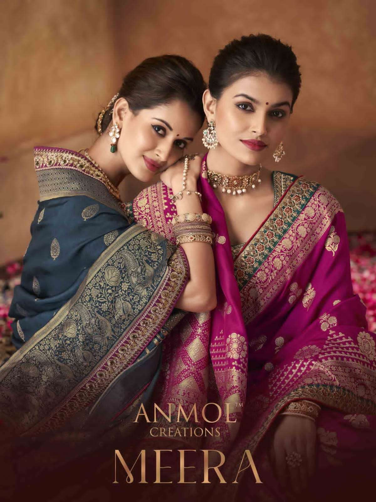 anmol creation meera 7001-7009 designer rich pallu saree wholesale rate 