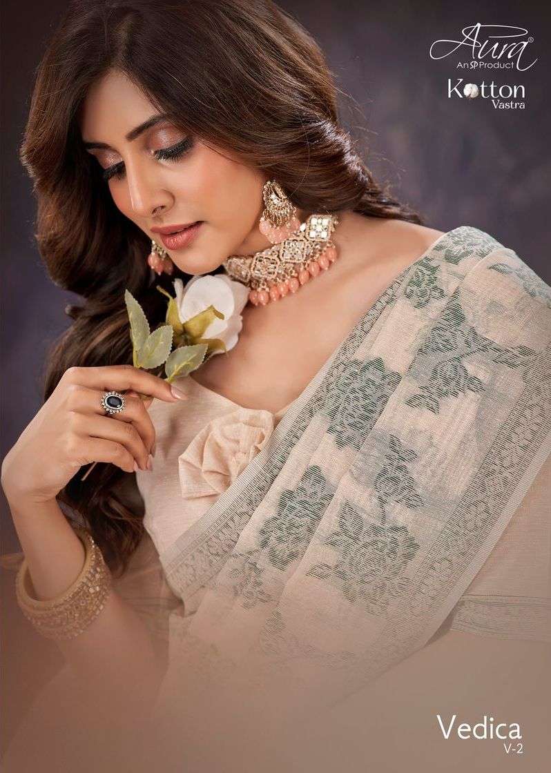 aura vedica vol 2 kotton vastra printed saree online wholesaler
