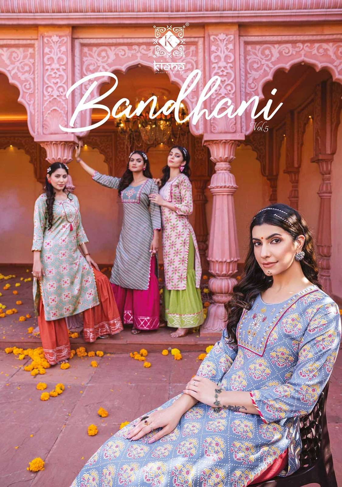 bandhani vol 5 by kiana readymade bandhdej print sharara salwar kameez