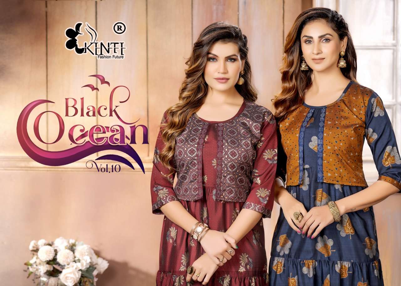 black ocean vol 10 by kinti jacket pattern ghaghri style fancy kurti 