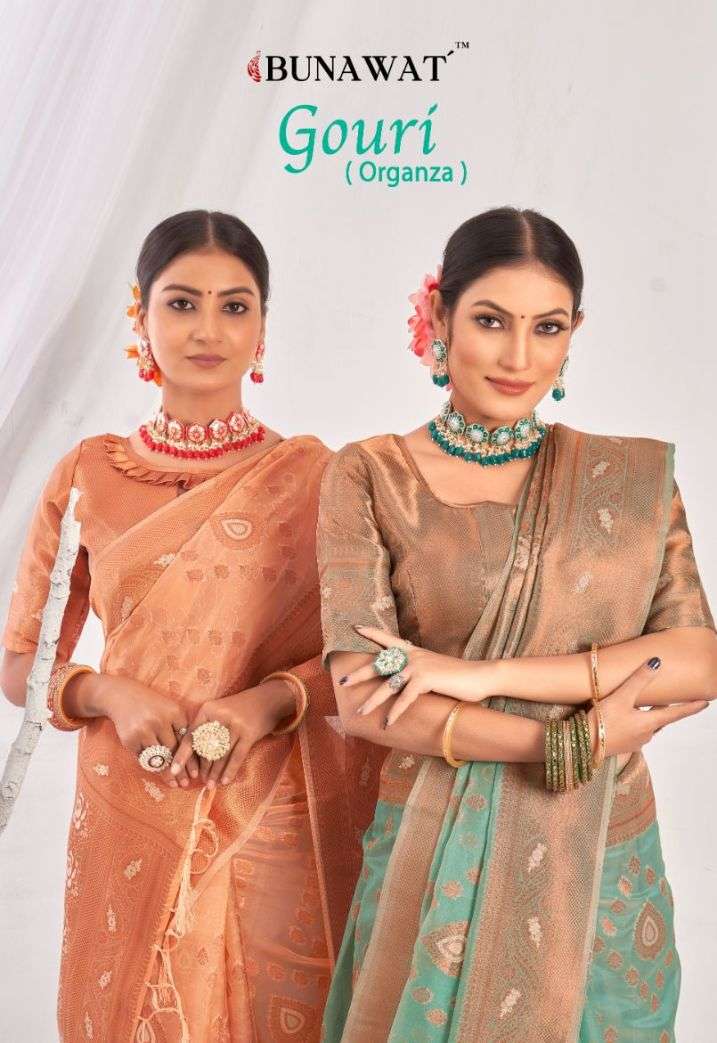 bunawat gouri designer organza saris wholesaler