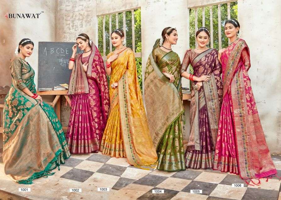 bunawat rashmik designer organza saris wholesaler