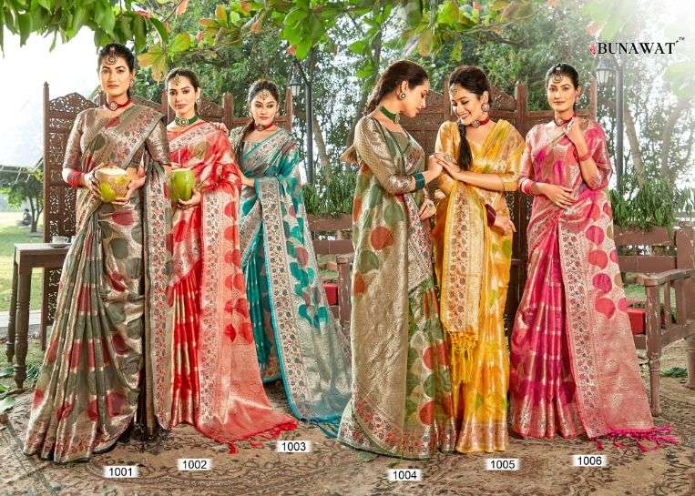 bunawat sheesha designer organza saris wholesaler