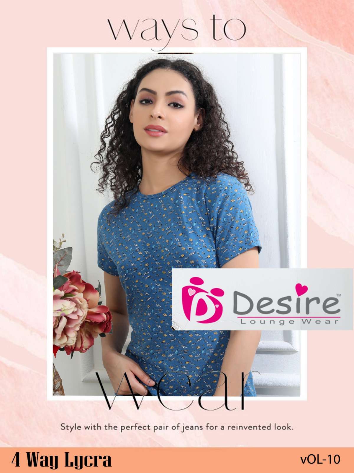 desire delight printed 4 way lycra t-shirts for girls 