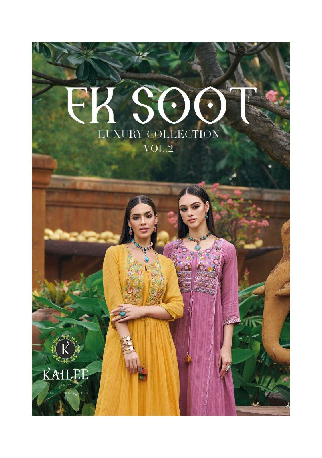 ek soot vol 2 by kailee summer wear full stitch threadwork kurti with designer shrug 