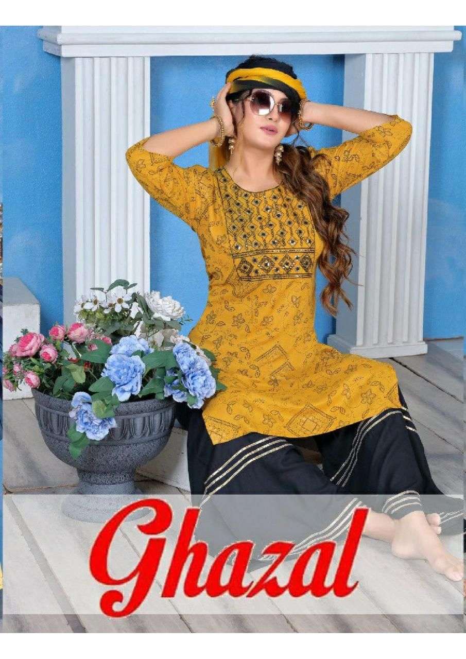 FASHION TALK Ghajal Rayon Foil Print With Embroidery Work READYMADE SUIT CATALOG WHOLESALER BEST RATE