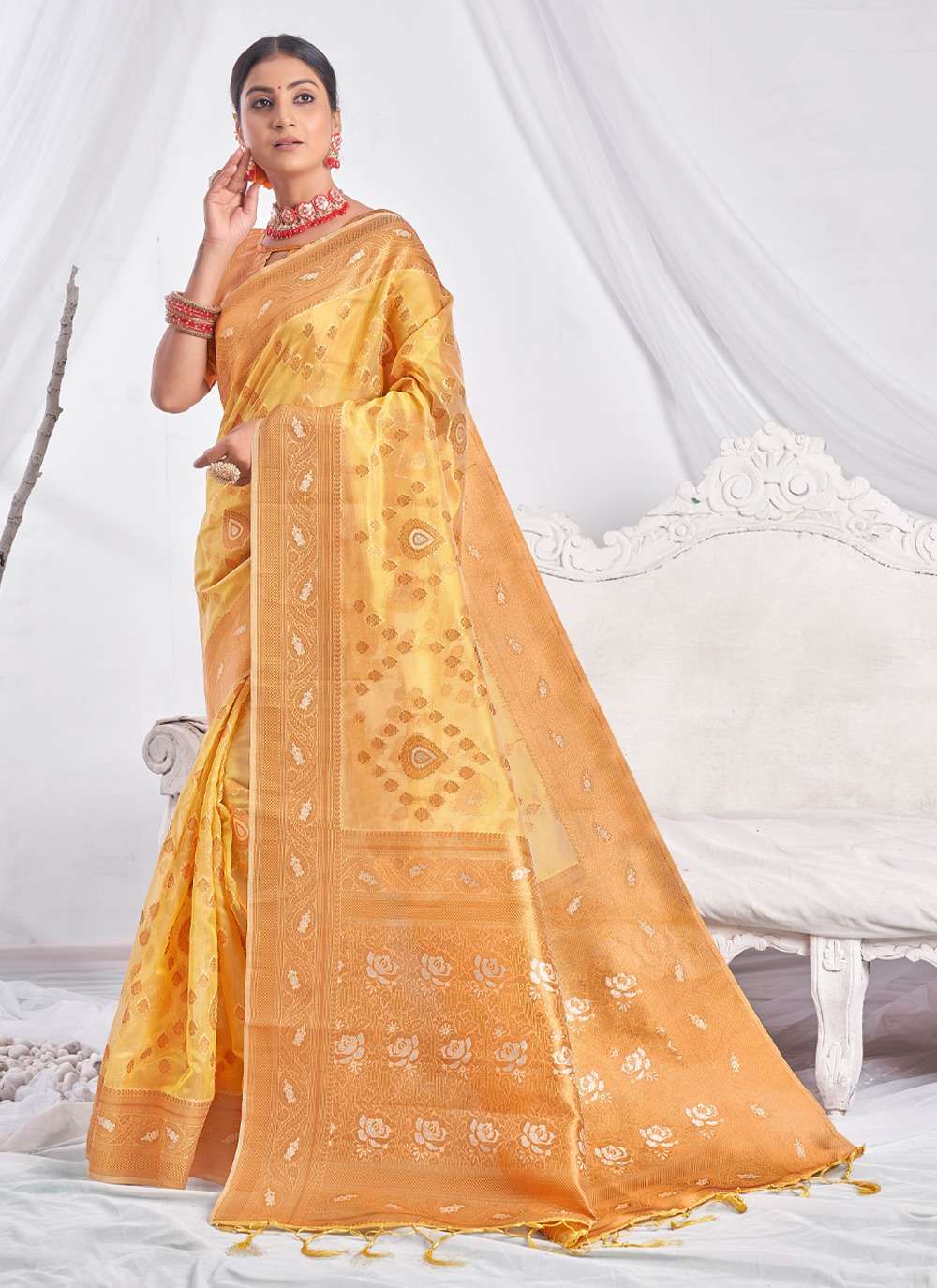 gouri by sangam designer function wear saree collection with blouse piece 