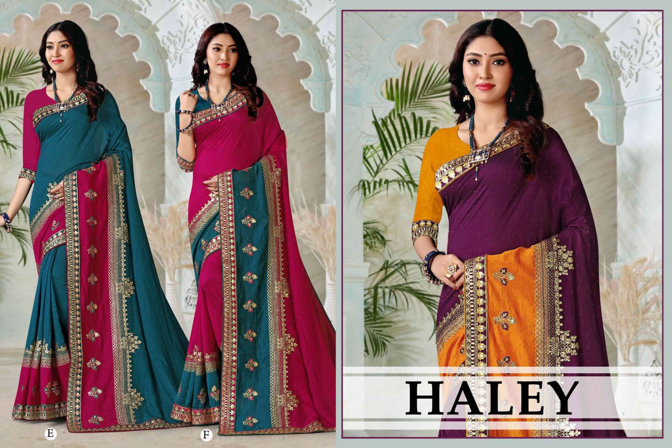 Haley by ranjna sarees vichitra silk embroidery worked exclusive saree collection