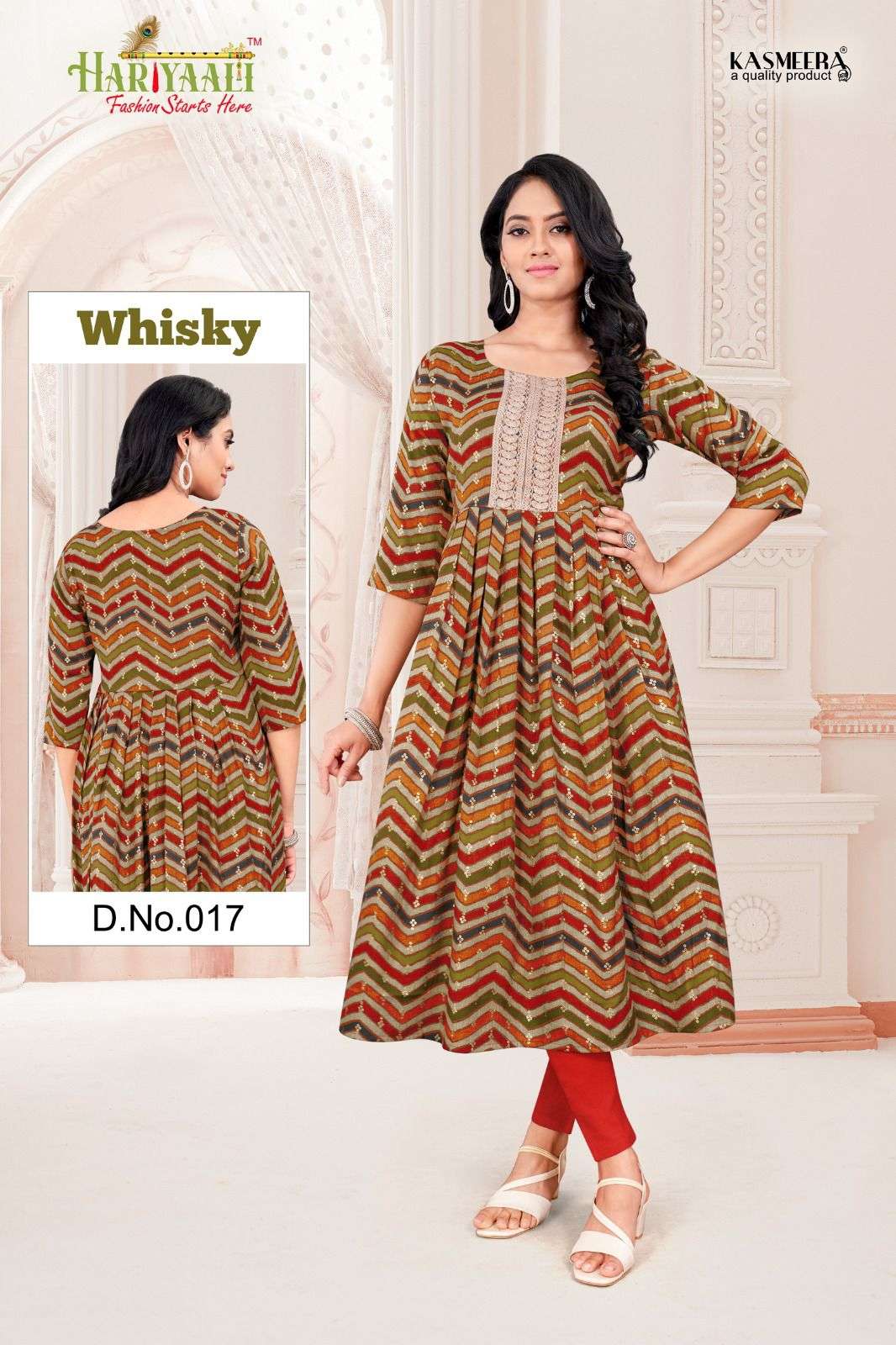 hariyaali whisky readymade umbrella style printed kurti 