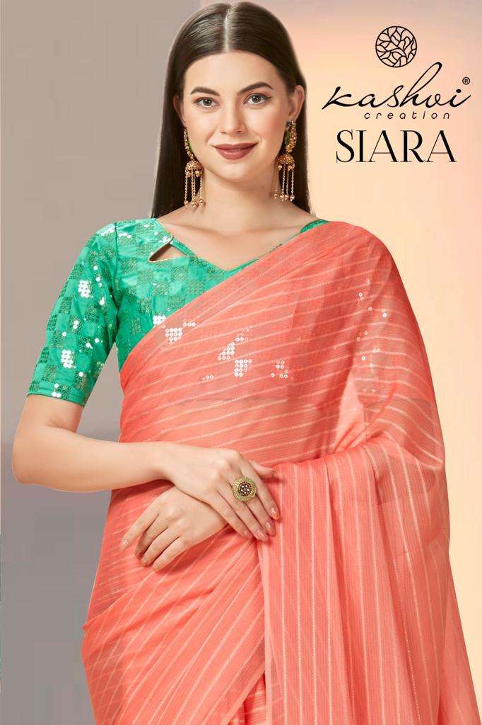 kashvi creation siara fancy lining saree with satin blouse peice wholesaler 
