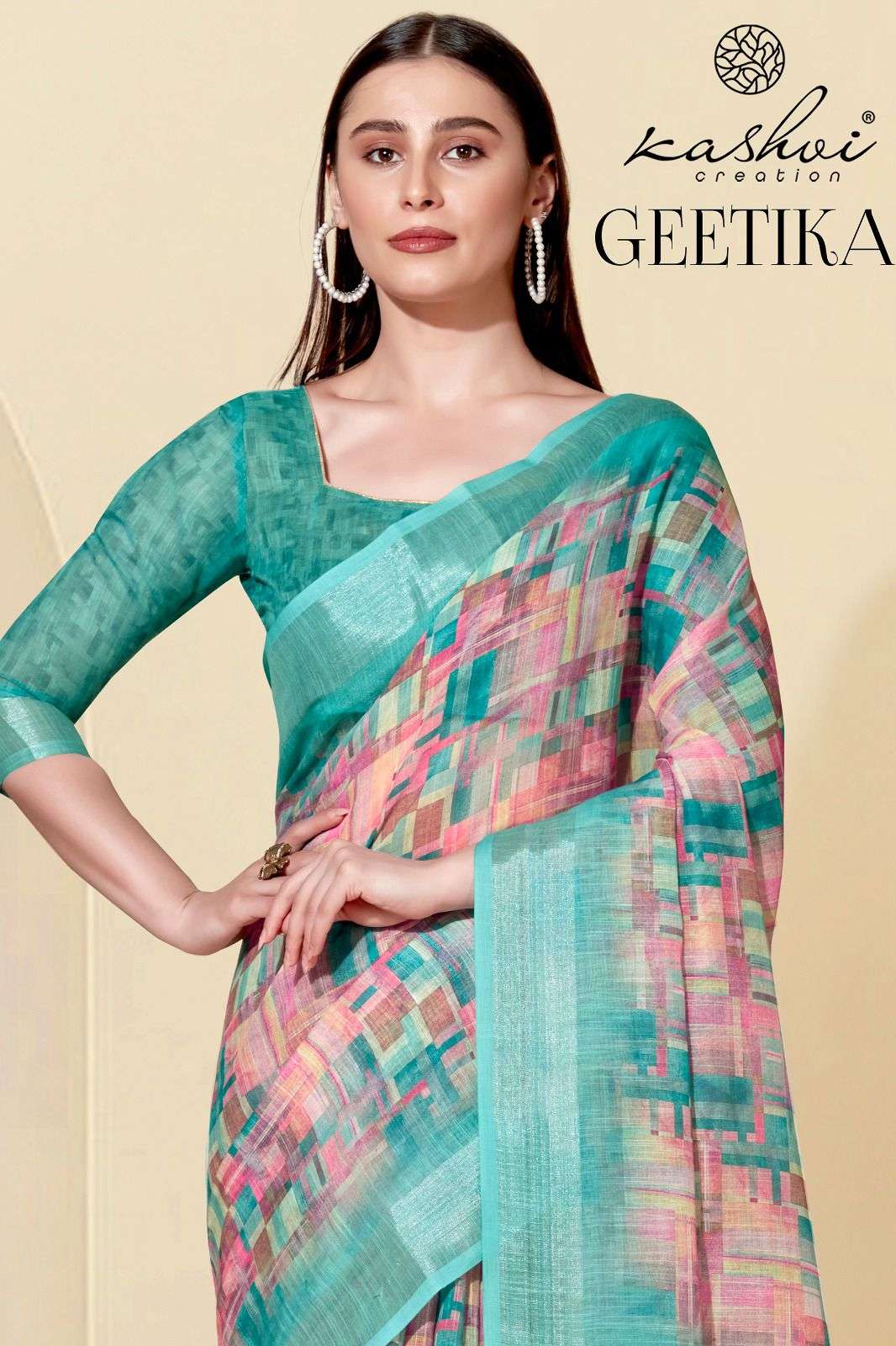 kashvi creation surat geetika linen cotton saris at best rate 