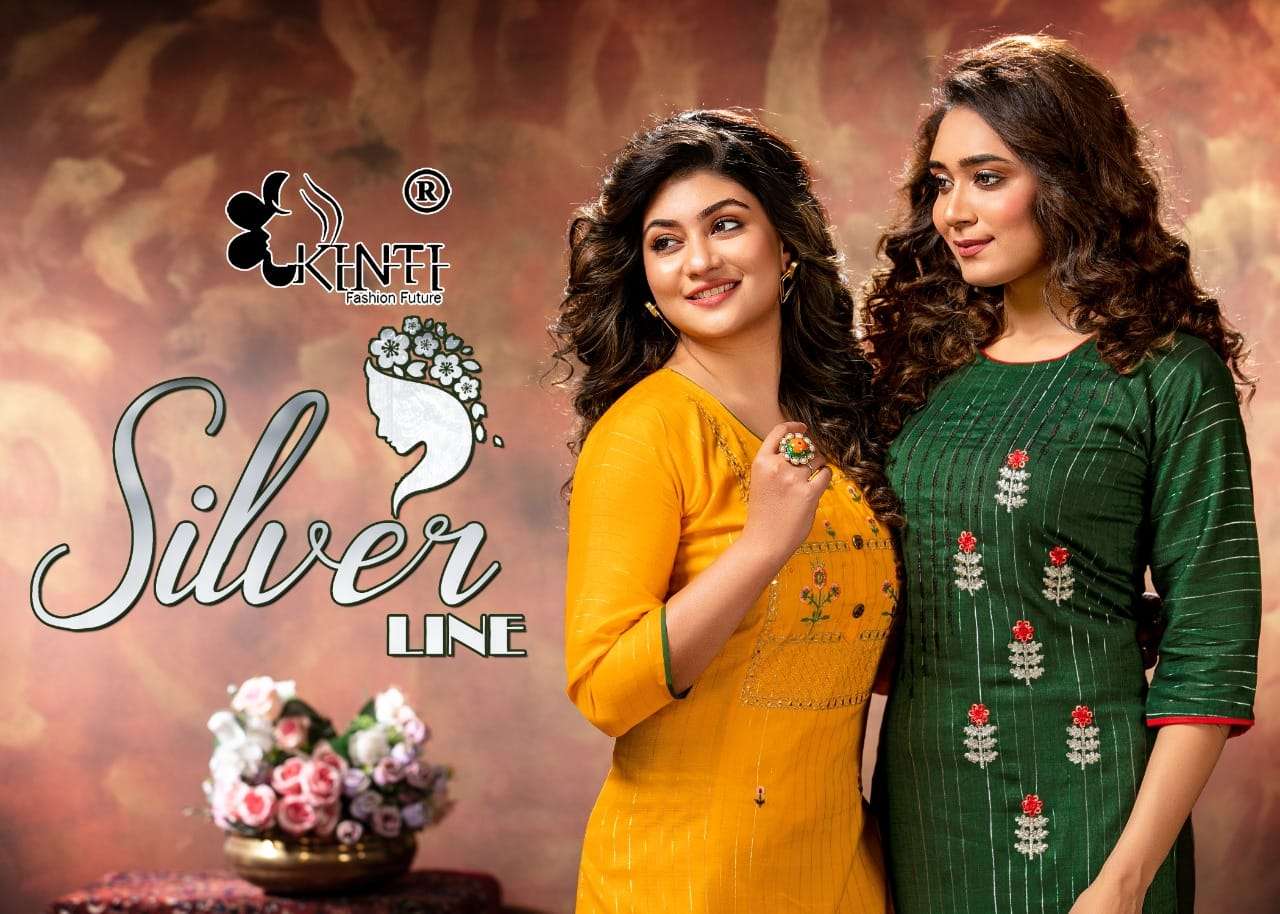 kinti silver line simple straight kurti at affordable price 